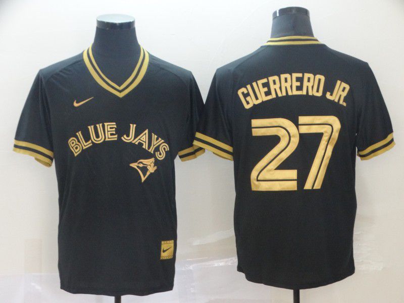 Men Toronto Blue Jays 27 Guerrero jr Black Game 2021 Nike MLB Jersey